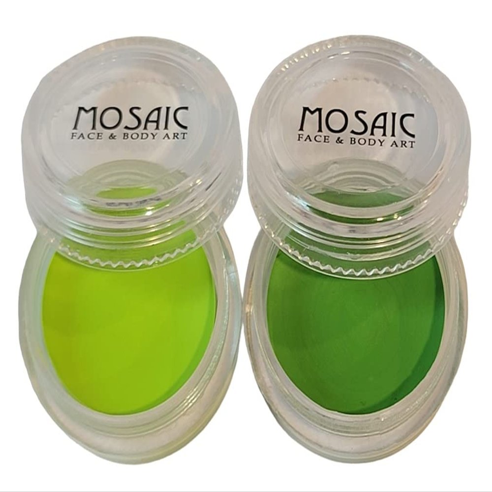 Mosaic HydroCream Face Paint Character Packs for Kids - Non Staining, Washable, Hypoallergenic Gentile Vegan Formula. Water Activated Body Painting Cakes 10g Each Color (Green Ogre 2 Pack)