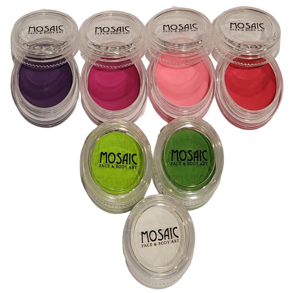 Mosaic HydroCream Face Paint Character Packs for Kids - Non Staining, Washable, Hypoallergenic Gentile Vegan Formula. Water Activated Body Painting Cakes 10g Each Color (Rose Garden 7 Pack)
