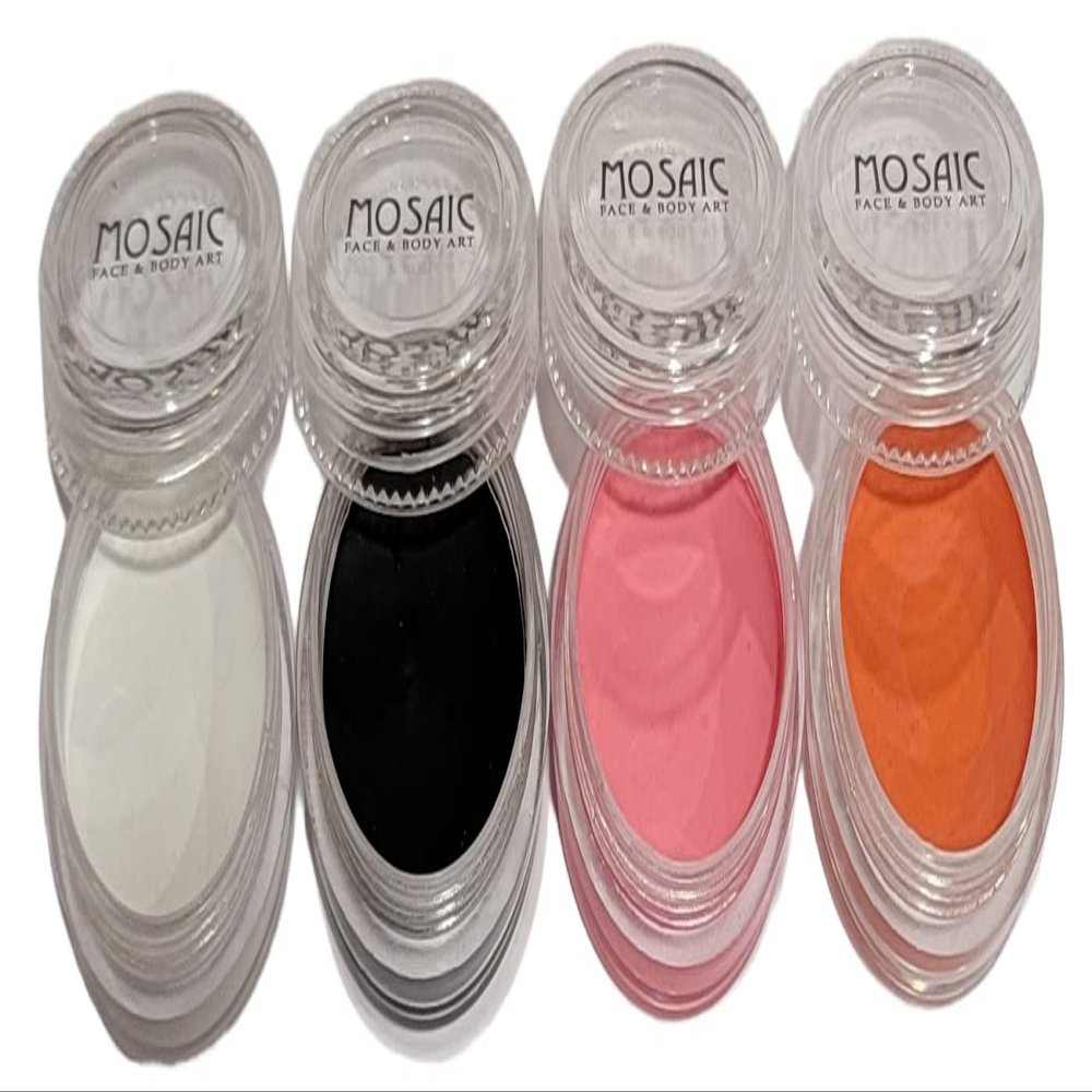 Mosaic HydroCream Face Paint Character Packs for Kids - Non Staining, Washable, Hypoallergenic Gentile Vegan Formula. Water Activated Body Painting Cakes 10g Each Color (Pink Kitty 4 Pack)