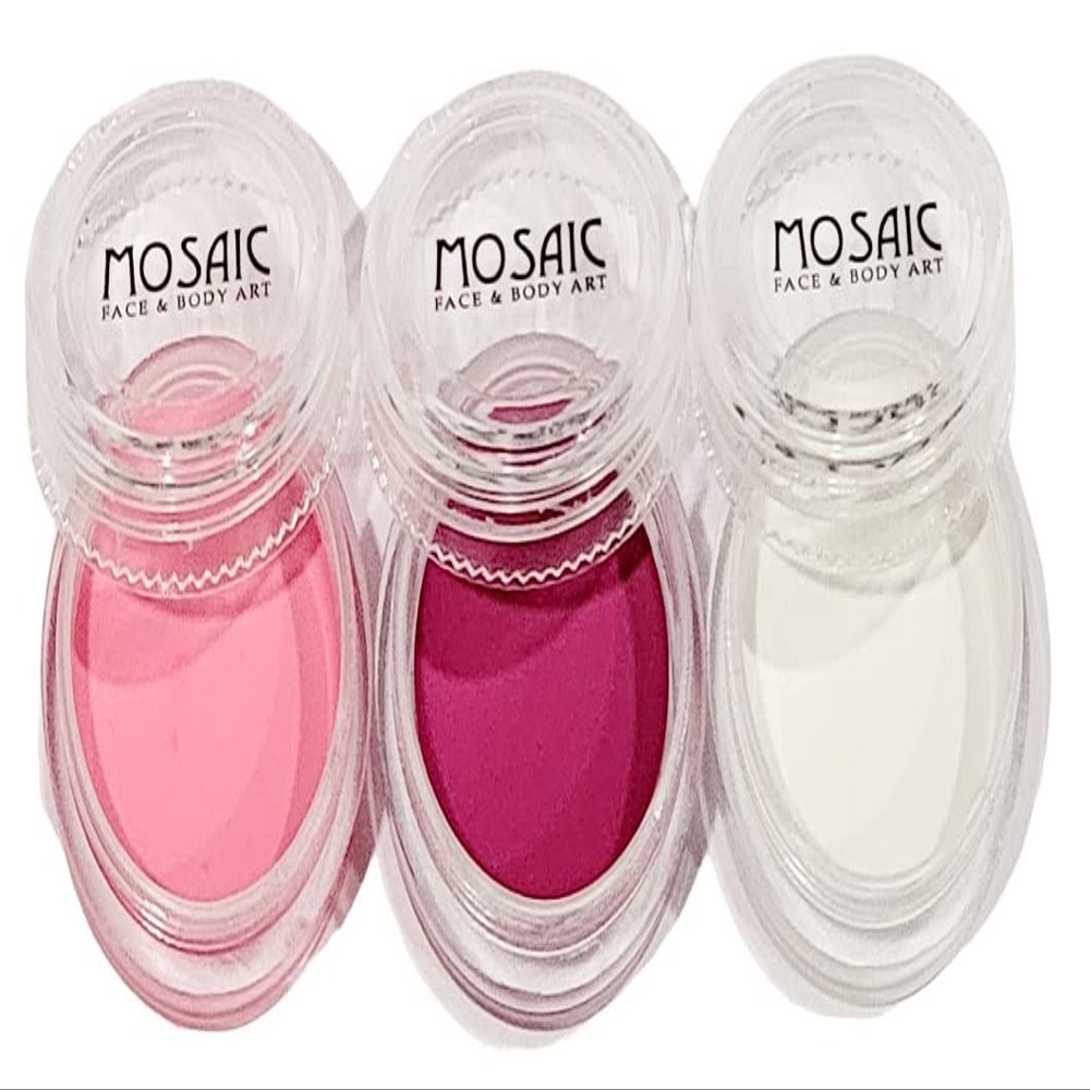 Mosaic HydroCream Face Paint Character Packs for Kids - Non Staining, Washable, Hypoallergenic Gentile Vegan Formula. Water Activated Body Painting Cakes 10g Each Color (Pretty Pinks 3 Pack)
