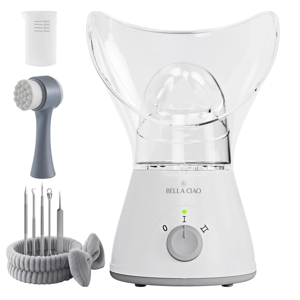 Bella Ciao 11-Piece Facial Steamer Set  Portable Face Steamer for Deep Cleaning, Hydration & Pore Care  Skincare Beauty Tool Kit for Women & Teens  Spa Gift for Home, Travel & Self-Care Routine