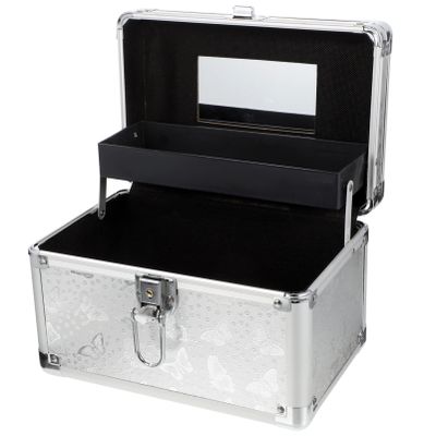 FOMIYES Travel Makeup Box 9.44 Inch Portable Multi-Layer Cosmetic Storage Case with Handle Large Capacity Professional Makeup Artist Organizer