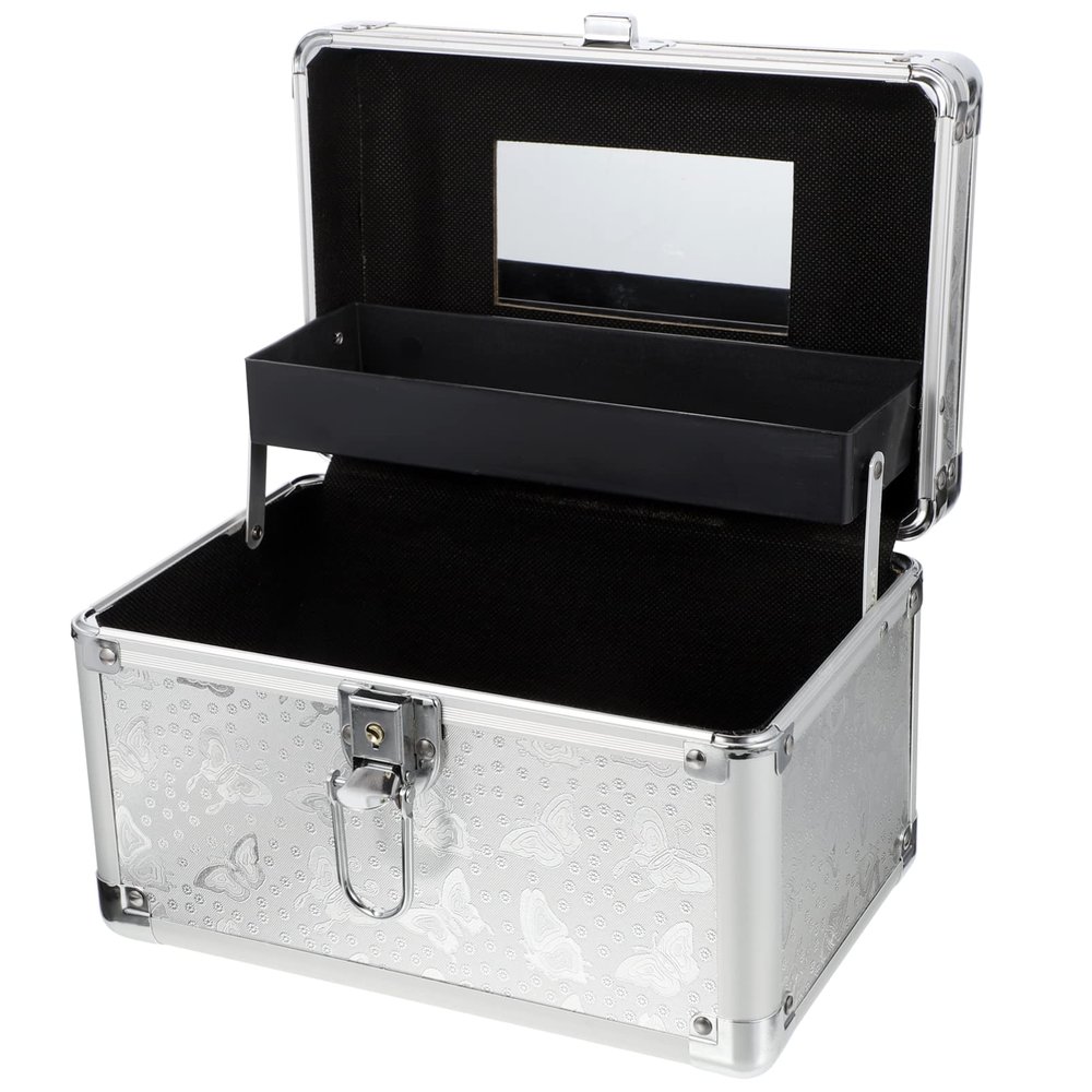 FOMIYES Travel Makeup Box 9.44 Inch Portable Multi-Layer Cosmetic Storage Case with Handle Large Capacity Professional Makeup Artist Organizer