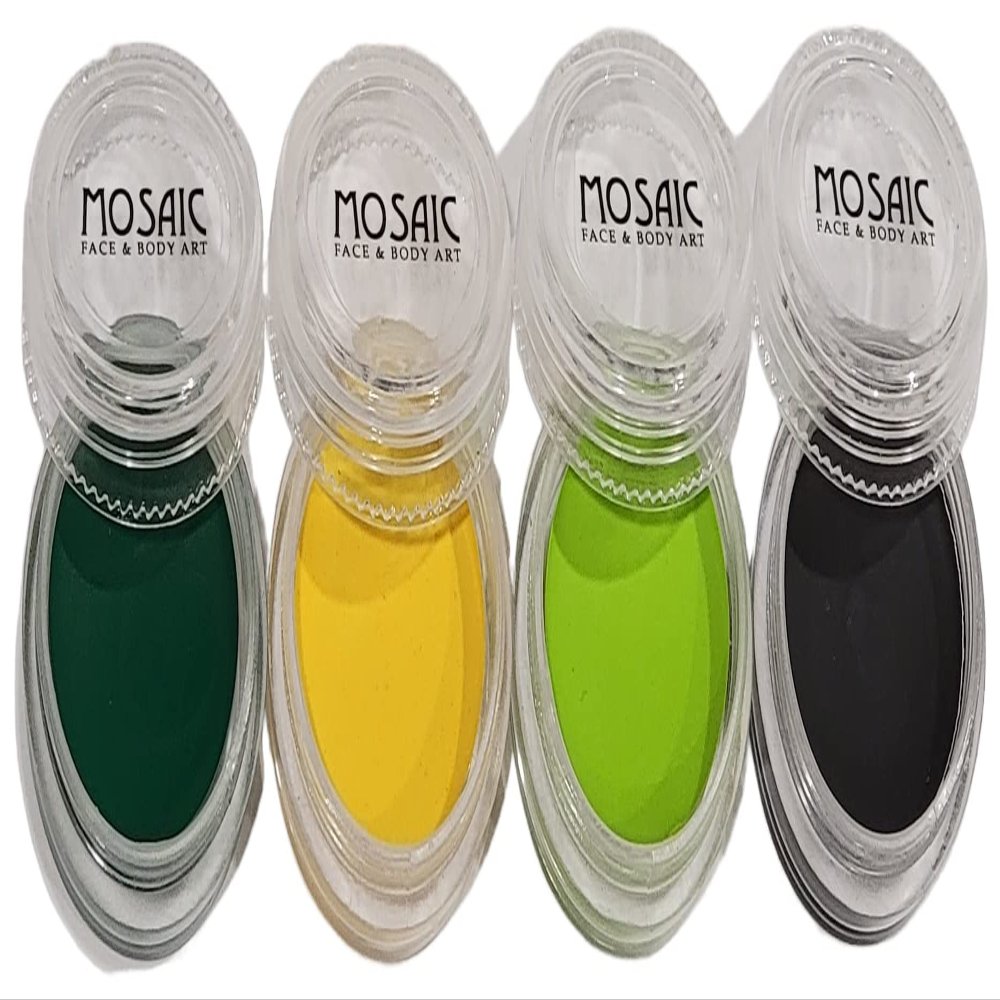 Mosaic HydroCream Water Washable Face Paint Character Packs - Non Staining, Safe Non-Toxic, Hypoallergenic, Moisturizing, Water Activated Vegan Formula (Green Dragon 4 Pack)