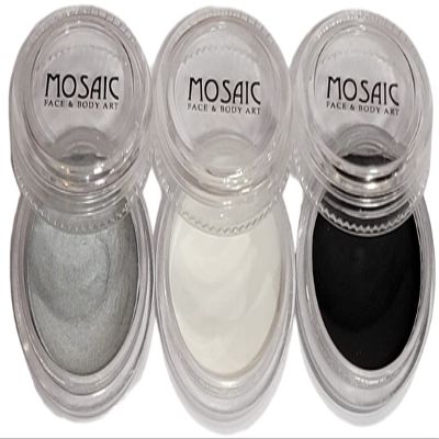 Mosaic HydroCream Face Paint Character Packs for Kids - Non Staining, Washable, Hypoallergenic Gentile Vegan Formula. Water Activated Body Painting Cakes 10g Each Color (Tin Man Character 3 Pack)