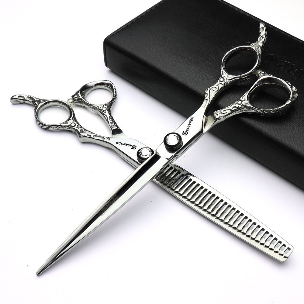 6/7/8 inch Cutting Thinning Styling Tool Rainbow Hair Scissors Professional Hairdresser Hairdresser Scissors Set (7-inch 2pc-A)