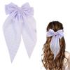 8in Hair Bows Barrettes for Women & Girls: Large Satin Bow Hair Clip with Long Tail - Elegant Hair Ribbon for French Stylish Looks -Chic Soft Cloth Oversized Bows Hair Accessories (Purple) view 1