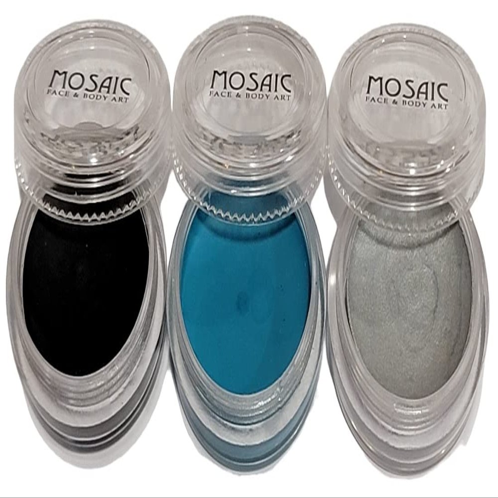 Mosaic HydroCream Water Washable Face Paint Character Packs - Non Staining, Safe Non-Toxic, Hypoallergenic, Moisturizing, Water Activated Vegan Formula (Steam Punk 3 Pack)
