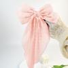 8in Hair Bows Barrettes for Women & Girls: Large Satin Bow Hair Clip with Long Tail - Elegant Hair Ribbon for French Stylish Looks -Chic Soft Cloth Oversized Bows Hair Accessories (Pink) view 3