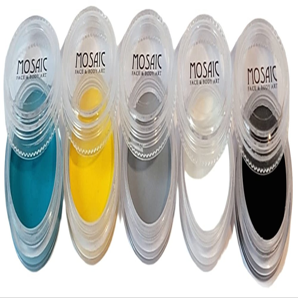 Mosaic HydroCream Face Paint Character Packs for Kids - Non Staining, Washable, Hypoallergenic Gentile Vegan Formula. Water Activated Body Painting Cakes 10g Each Color (Cool Ghoul 5 Pack)