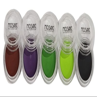 Mosaic HydroCream Face Paint Character Packs for Kids - Non Staining, Washable, Hypoallergenic Gentile Vegan Formula. Water Activated Body Painting Cakes 10g Each Color (Witch 5 Pack)