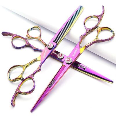 6/7/8 inch Cutting Thinning Styling Tool Rainbow Hair Scissors Professional Hairdresser Hairdresser Scissors Set (7-inch 3pc-B)