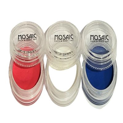 Mosaic HydroCream Face Paint Character Packs for Kids - Non Staining, Washable, Hypoallergenic Gentile Vegan Formula. Water Activated Body Painting Cakes 10g Each Color (American Flag 3 Pack)