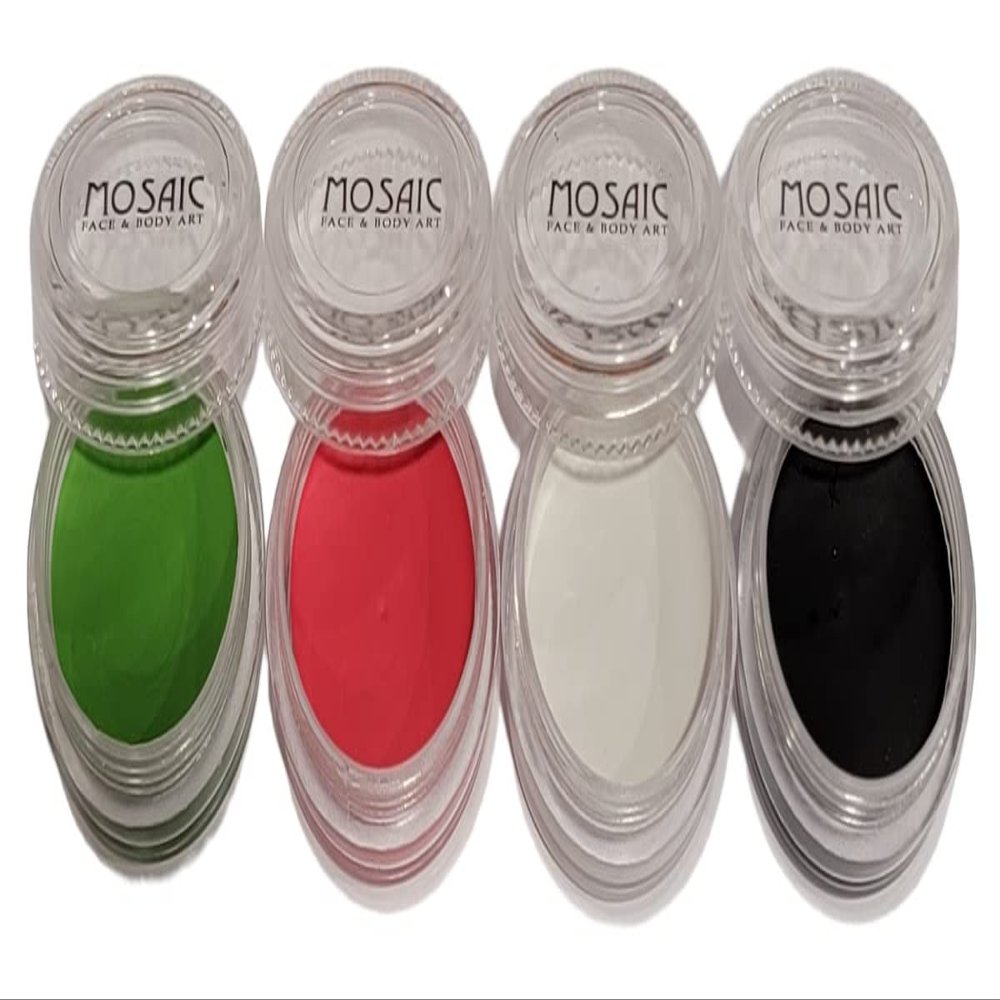 Mosaic HydroCream Face Paint Character Packs for Kids - Non Staining, Washable, Hypoallergenic Gentile Vegan Formula. Water Activated Body Painting Cakes 10g Each Color (Zombie 4 Pack)