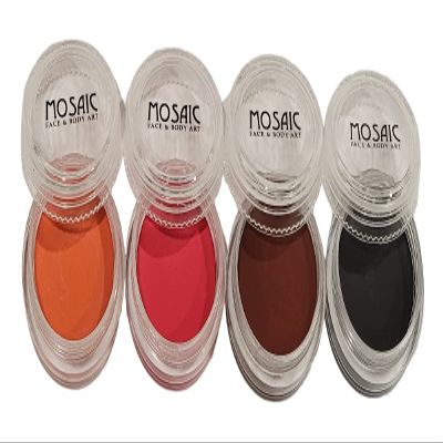 Mosaic HydroCream Face Paint Character Packs for Kids - Non Staining, Washable, Hypoallergenic Gentile Vegan Formula. Water Activated Body Painting Cakes 10g Each Color (Devil 4 Pack)