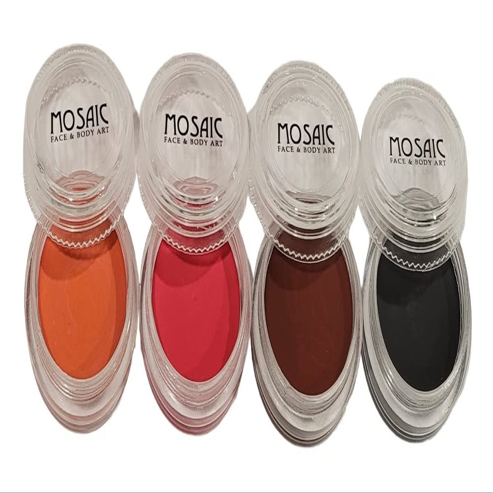 Mosaic HydroCream Face Paint Character Packs for Kids - Non Staining, Washable, Hypoallergenic Gentile Vegan Formula. Water Activated Body Painting Cakes 10g Each Color (Devil 4 Pack)