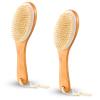 Gerrii 2 Pcs Dry Brushing Body Brush Natural Boar Bristle with Contoured Wooden Handle for Back Legs Feet Exfoliates Dead Skin view 1