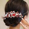 Brishow Red Rhinestone Hair Comb Crystal Bride Wedding Hair Piece Opal Vintage Prom Hair Accessories for Women and Girls view 1