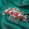 Brishow Red Rhinestone Hair Comb Crystal Bride Wedding Hair Piece Opal Vintage Prom Hair Accessories for Women and Girls view 2