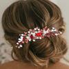 Brishow Red Rhinestone Hair Comb Crystal Bride Wedding Hair Piece Opal Vintage Prom Hair Accessories for Women and Girls view 3