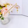 LRESJJIUJ Chinese Pearl Hairpin Accessories Fan No Tassels Hair Gold Stick Retro Unique Headwear Han Fu Elegance Clothing Accessories Oriental Legend Lucky Jewelry Gift for Women White view 1