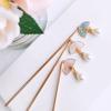 LRESJJIUJ Chinese Pearl Hairpin Accessories Fan No Tassels Hair Gold Stick Retro Unique Headwear Han Fu Elegance Clothing Accessories Oriental Legend Lucky Jewelry Gift for Women White view 2