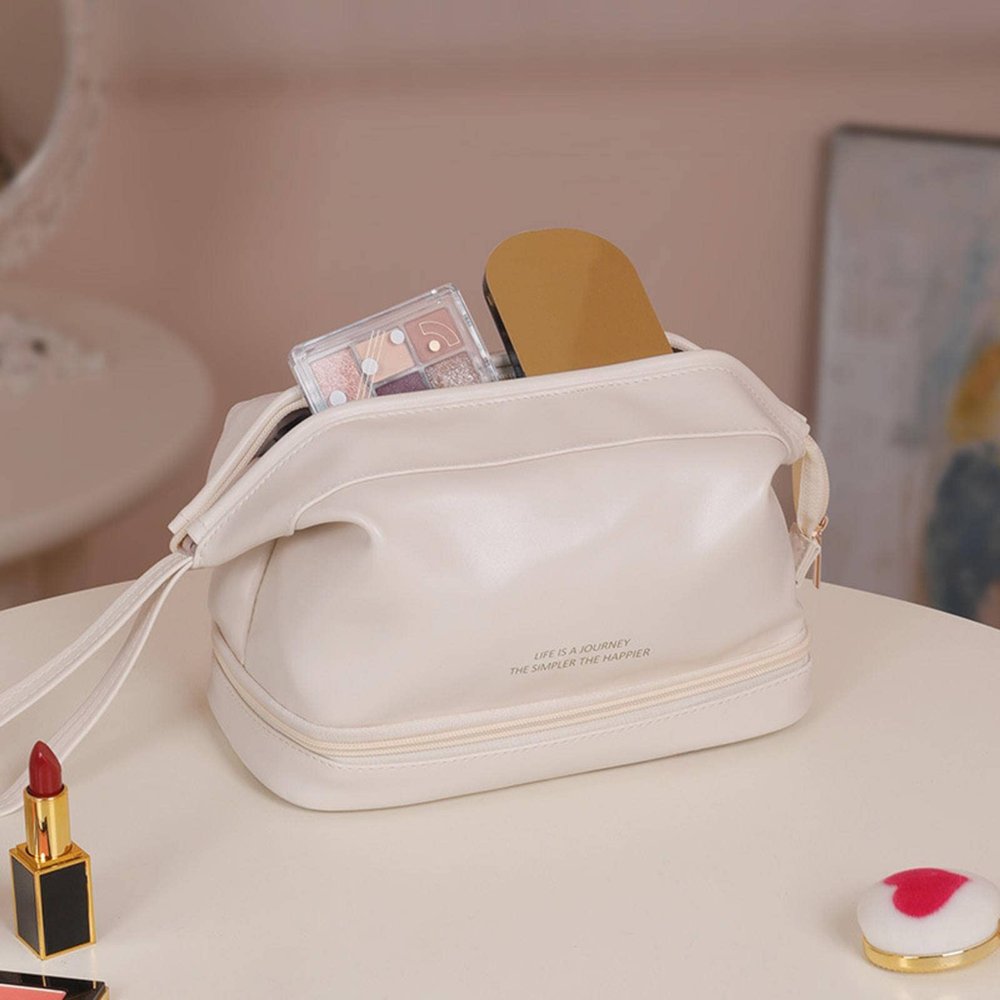 AWSTRO Double-Layer Portable Cosmetic Bag Large Capacity Portable Business Trip Travel Storage Bag Ladies toiletries Bag
