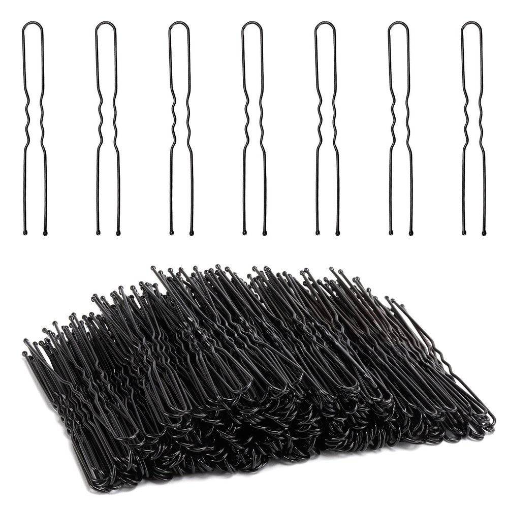 Tbestmax 300 Hair Bun Bobby Pins U Shaped Pin Hair Grips to Clip Ballet Hair Net for Women 7 CM/2.8 Inch Black