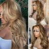 28Inch Long Brown Balayage Lace Front Wigs Human Hair for Women,13x4 ombre Lace Front Human Hair Wig 9A Brazilian Virgin Hair Guleless Pre Plucked with Baby Hair Brown Highlights Lace Frotal Wigs view 2