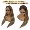 28Inch Long Brown Balayage Lace Front Wigs Human Hair for Women,13x4 ombre Lace Front Human Hair Wig 9A Brazilian Virgin Hair Guleless Pre Plucked with Baby Hair Brown Highlights Lace Frotal Wigs view 4