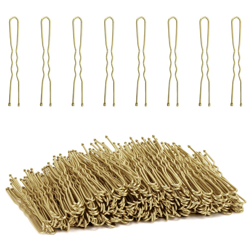 Tbestmax 300 Hair Bun Bobby Pins U Shaped Pin Hair Grips to Clip Ballet Hair Net for Women 5 CM/2 Inch Gold