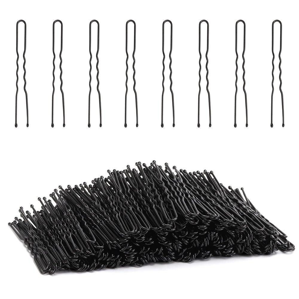 Tbestmax 300 Hair Bun Bobby Pins U Shaped Pin Hair Grips to Clip Ballet Hair Net for Women Girls 5 CM/2 Inch Black