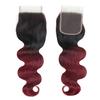 1B/99J 10 Inch Human Hair Ombre Pre Plucked With 4X4 HD Lace Closure Baby Hair Grade 9A High Density Body Wave Brazilian Virgin Hair Raw Remy Human Hair Only Short 1B/99J Closure view 2