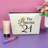 21st Birthday Gifts for Daughter Makeup Bag 21 Year Old Birthday Gifts for Her Cosmetic Bag Gifts for Girls Turning 21 Born in 2003 Happy Birthday Gifts for Sister Friend Travel Pouch view 2