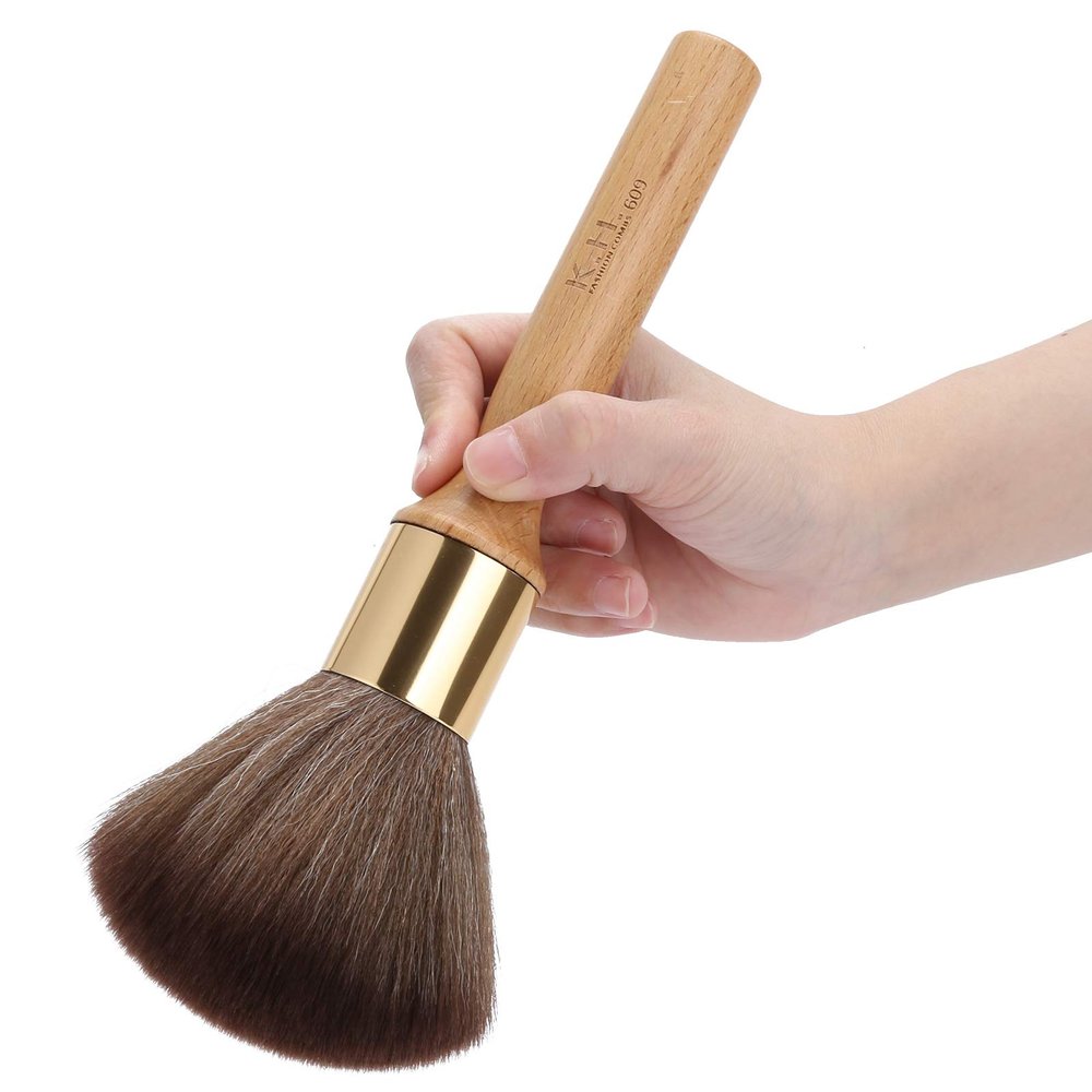 Hairdressing Brush, Broken Hair Sweep Brush Neck Face Duster Professional Salon Barber Hairdressing Brush (Wood)