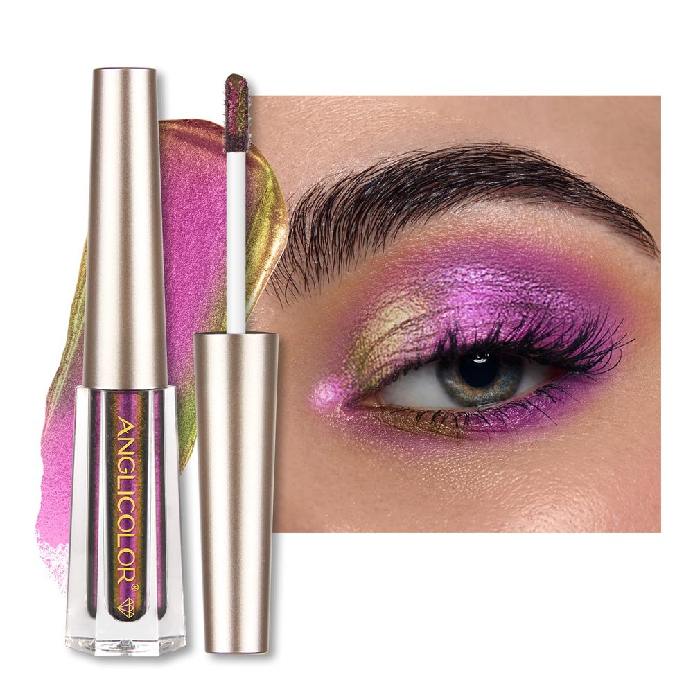 Anglicolor 3 colours Chameleon Eyeshadow Liquid Makeup Set,Metallic Changing Liquid Eyeshadow No Creasing Long-lasting Holographic Glitter Multichrome Eyeshadows