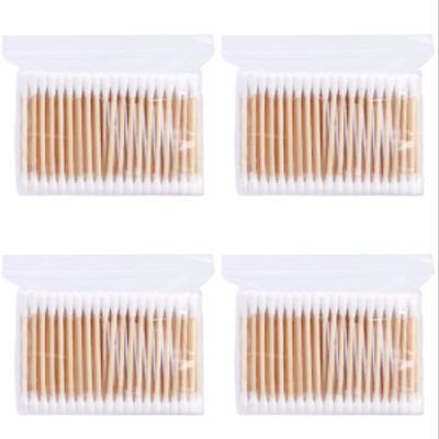 HATAP 400 swabs, Wooden Ear swabs, Environmentally Friendly Double-Ended swabs for Makeup, Daily Cleaning, pet Care,Cotton Swab Bulk