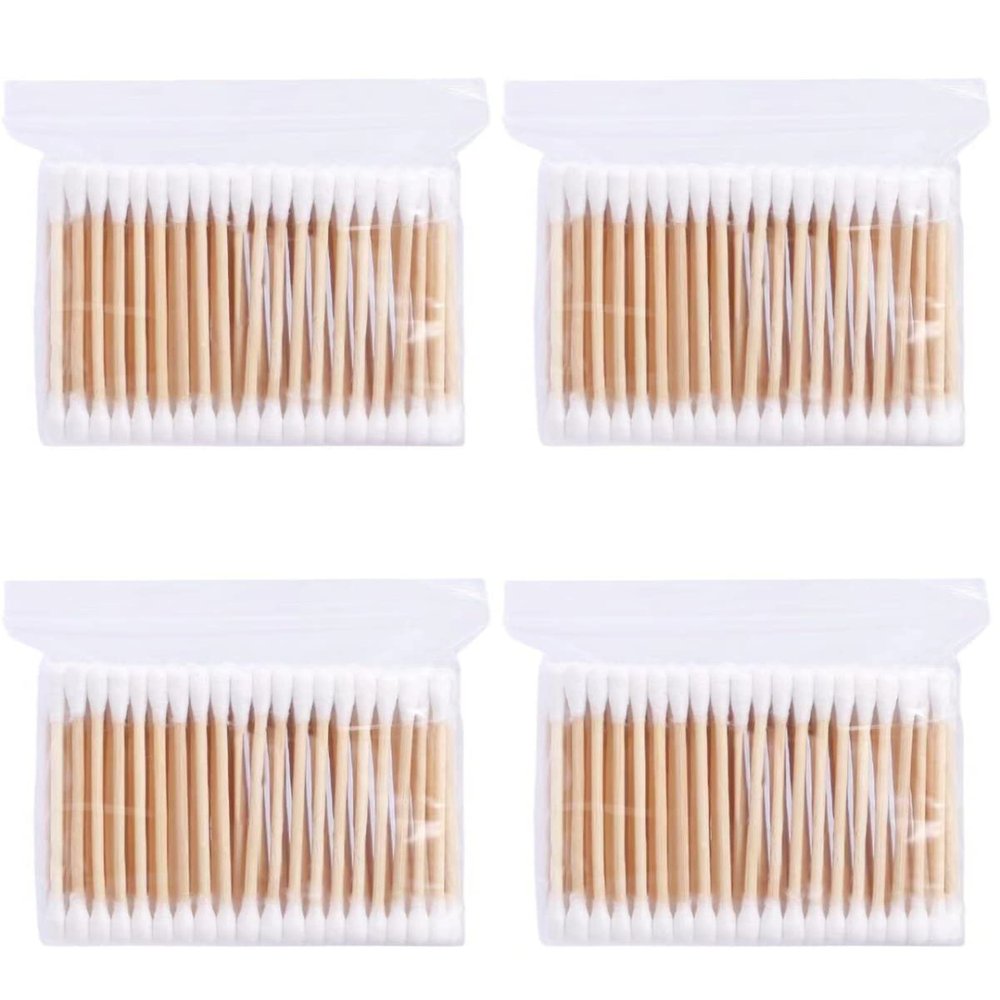 HATAP 400 swabs, Wooden Ear swabs, Environmentally Friendly Double-Ended swabs for Makeup, Daily Cleaning, pet Care,Cotton Swab Bulk