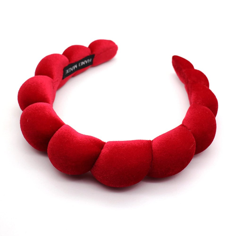 Uchyius Headbands for Women Girls, Fashion Wide Headband Yoga Workout Head Bands Hair Accessories, Padded Fabric Hair Bands Red Velvet Headband, Red
