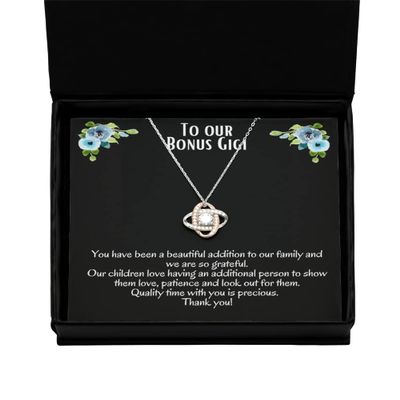 Love Knot Rose Gold Necklace Bonus Gigi Gift, Gigi Necklace, GIGI Gift, Gigi Birthday, Gift from Grandkids, Bonus Gigi, Bonus Grandma Gift, Step Gra