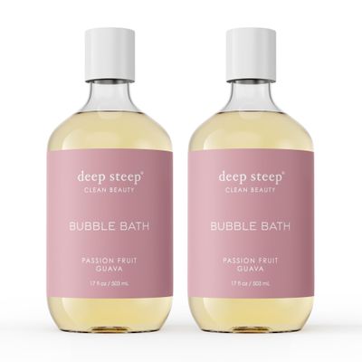 Deep Steep Bubble Bath, Passion Fruit Guava 17 oz (Pack of 2) Hypoallergenic, Clinically Tested Soothing Soak with Shea Butter & Argan Oil Sulfate-Free