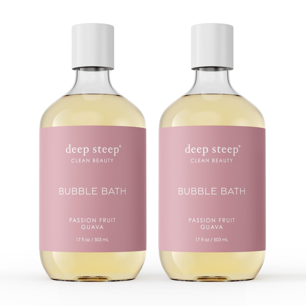 Deep Steep Bubble Bath, Passion Fruit Guava 17 oz (Pack of 2) Hypoallergenic, Clinically Tested Soothing Soak with Shea Butter & Argan Oil Sulfate-Free