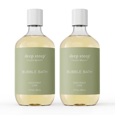 Deep Steep Bubble Bath, Coconut Lime 17 oz (Pack of 2)  Hypoallergenic, Clinically Tested Soothing Soak with Shea Butter & Argan Oil  Sulfate-Free