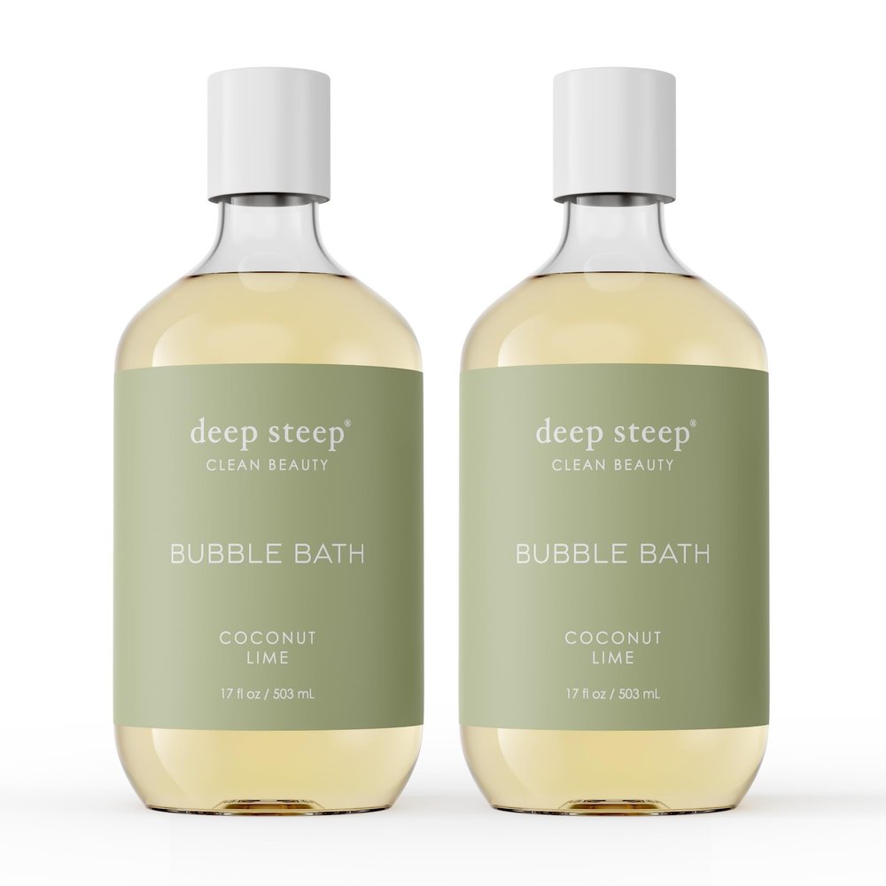 Deep Steep Bubble Bath, Coconut Lime 17 oz (Pack of 2) Hypoallergenic, Clinically Tested Soothing Soak with Shea Butter & Argan Oil Sulfate-Free