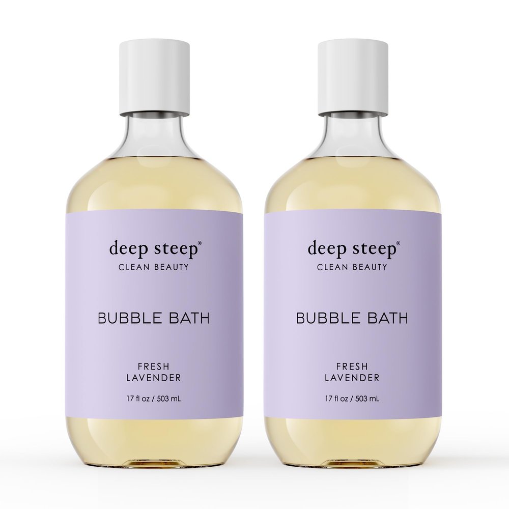 Deep Steep Bubble Bath, Fresh Lavender 17 oz (Pack of 2) Hypoallergenic, Clinically Tested Soothing Soak with Shea Butter & Argan Oil Sulfate-Free