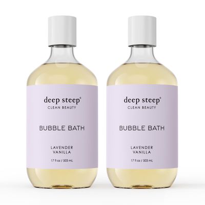 Deep Steep Bubble Bath, Lavender Vanilla 17 oz (Pack of 2)  Hypoallergenic, Clinically Tested Soothing Soak with Shea Butter & Argan Oil  Sulfate-Free
