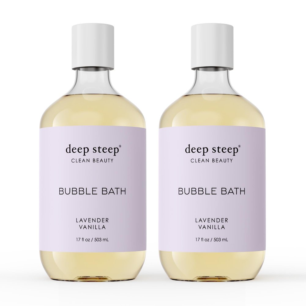Deep Steep Bubble Bath, Lavender Vanilla 17 oz (Pack of 2) Hypoallergenic, Clinically Tested Soothing Soak with Shea Butter & Argan Oil Sulfate-Free