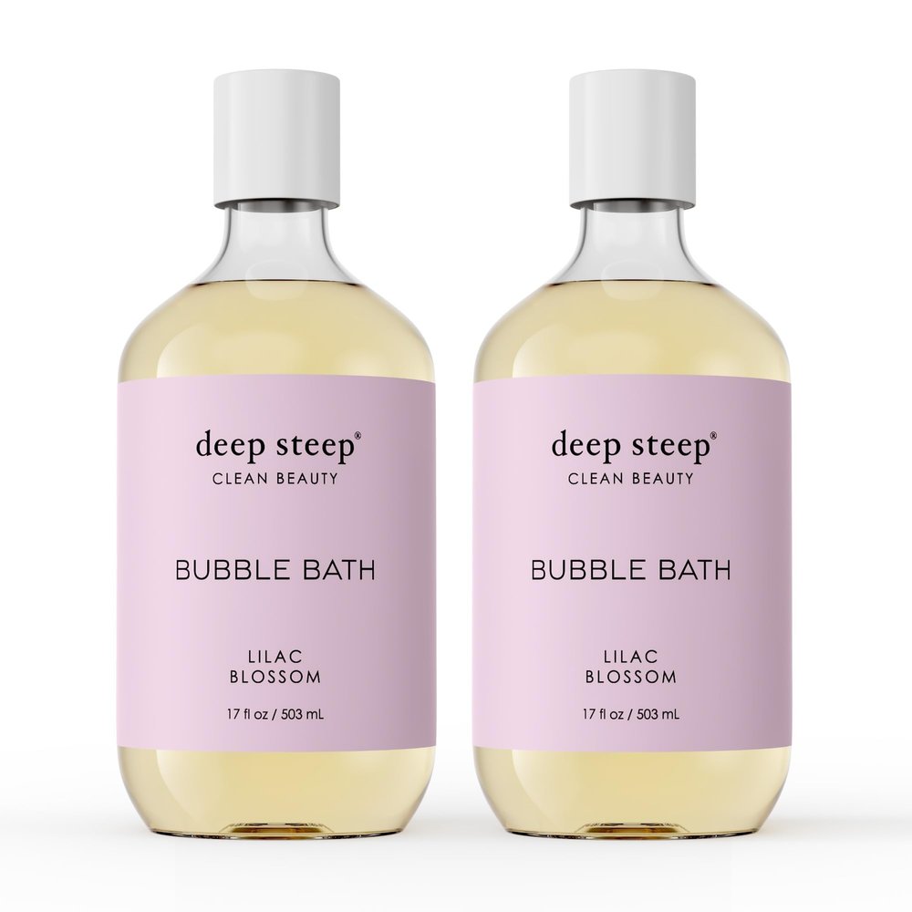 Deep Steep Bubble Bath, Lilac Blossom 17 oz (Pack of 2) Hypoallergenic, Clinically Tested Soothing Soak with Shea Butter & Argan Oil Sulfate-Free