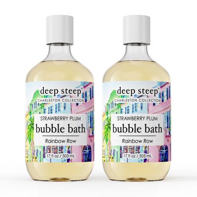 Deep Steep Bubble Bath, Strawberry Plum 17 oz (Pack of 2)  Hypoallergenic, Clinically Tested Soothing Soak with Shea Butter & Argan Oil  Sulfate-Free