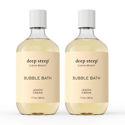 Deep Steep Bubble Bath, Lemon Cream 17 oz (Pack of 2)  Hypoallergenic, Clinically Tested Soothing Soak with Shea Butter & Argan Oil  Sulfate-Free